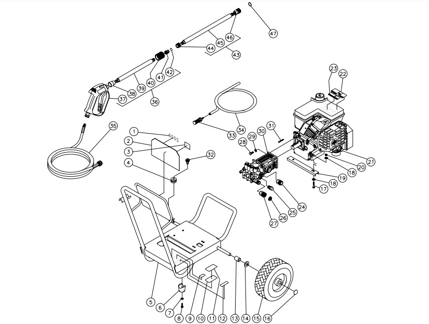 WP-2000-1MTB pressure washer parts & breakdown